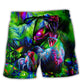 Crowing Rooster Neon Farm Humor Beach Shorts For Resort Travel And Thoughtful Summer Gifting