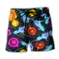 Galaxy Bowling Ball And Pins Beach Shorts Artwork View For Seaside Trips And Casual Style