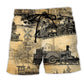Train Railway Yellow Beach Shorts Artwork Detail For Car And Bike Lover Gifts