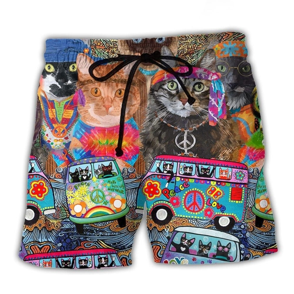 Colorful Cat Beach Shorts For Poolside Relaxation And Casual Outdoor Comfort