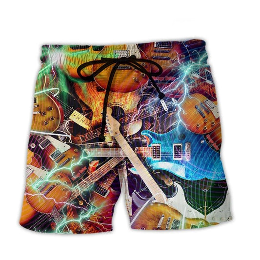 Music World Guitar Beach Shorts For Relaxed Shoreline Days And Weekend Casual Style
