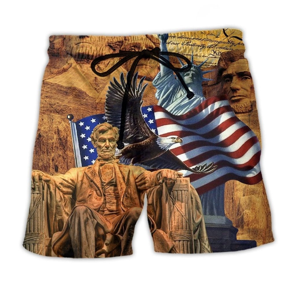 America Land Of Freedom Beach Shorts For Patriotic Summer Style And Coastal Trips
