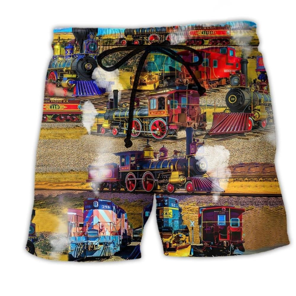 Train Travel Well Colorful Beach Shorts Design Detail For Coastal Escapes And Daily Wear