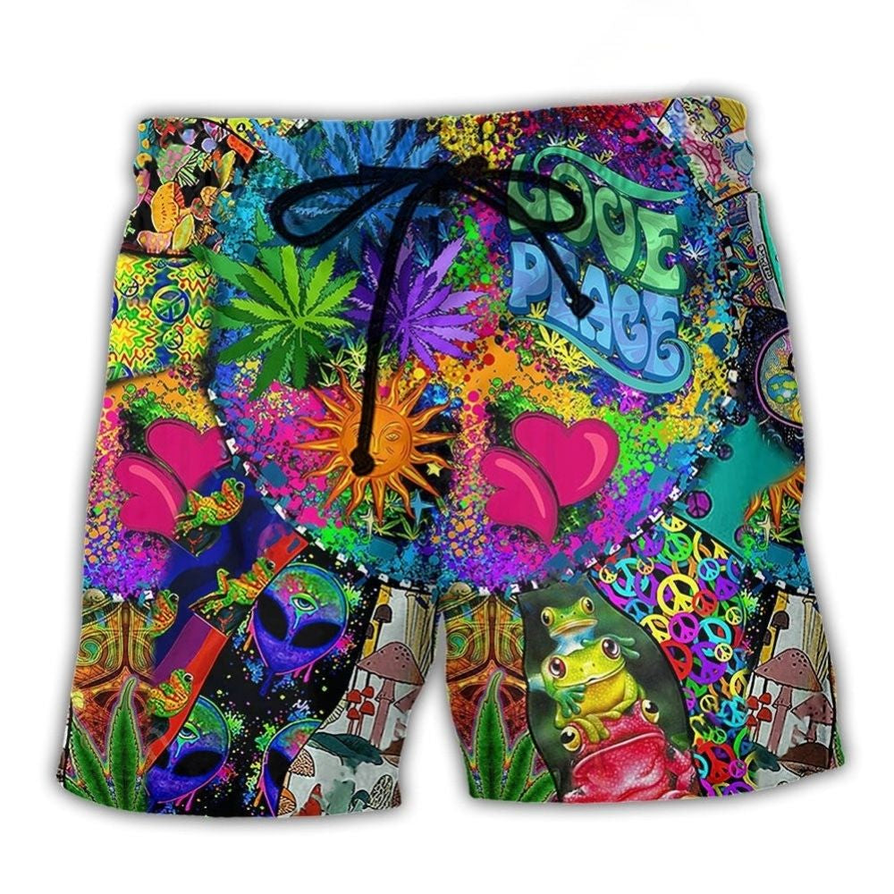 Bohemian Alien Frog Peace Beach Shorts For Warm Weather Outings And Relaxed Holiday Style