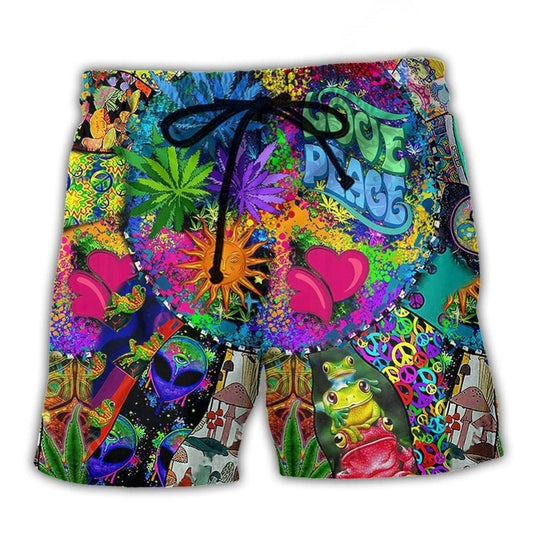 Bohemian Alien Frog Peace Beach Shorts For Warm Weather Outings And Relaxed Holiday Style