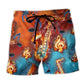 Red Black Music Beach Shorts For Summer Vacations And Easy Warm Weather Wear