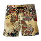 Samurai See Beyond The Eyes Beach Shorts Print Detail For Coastal Adventures And Resort Trips
