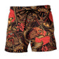 Samurai Japan Red Beach Shorts For Summer Vacations And Distinctive Seasonal Style