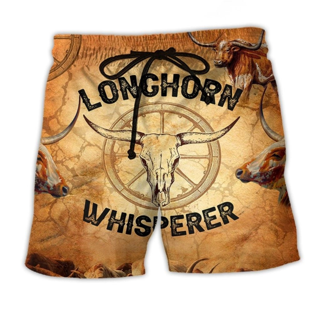 Longhorn Whisperer Western Animal Beach Shorts For Outdoor Adventures And Thoughtful Seasonal Gifts