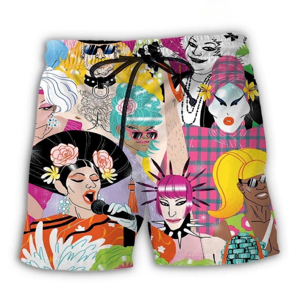 Drag Performer Singing Stage Beach Shorts For Resort Travel And Thoughtful Summer Gifting