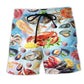 Colorful Seafood Beach Shorts For Weekend Escapes And Easy Warm Weather Wear
