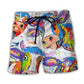 Funny Cow Colorful Farm Beach Shorts Pattern Detail For Sunny Outdoor Activities