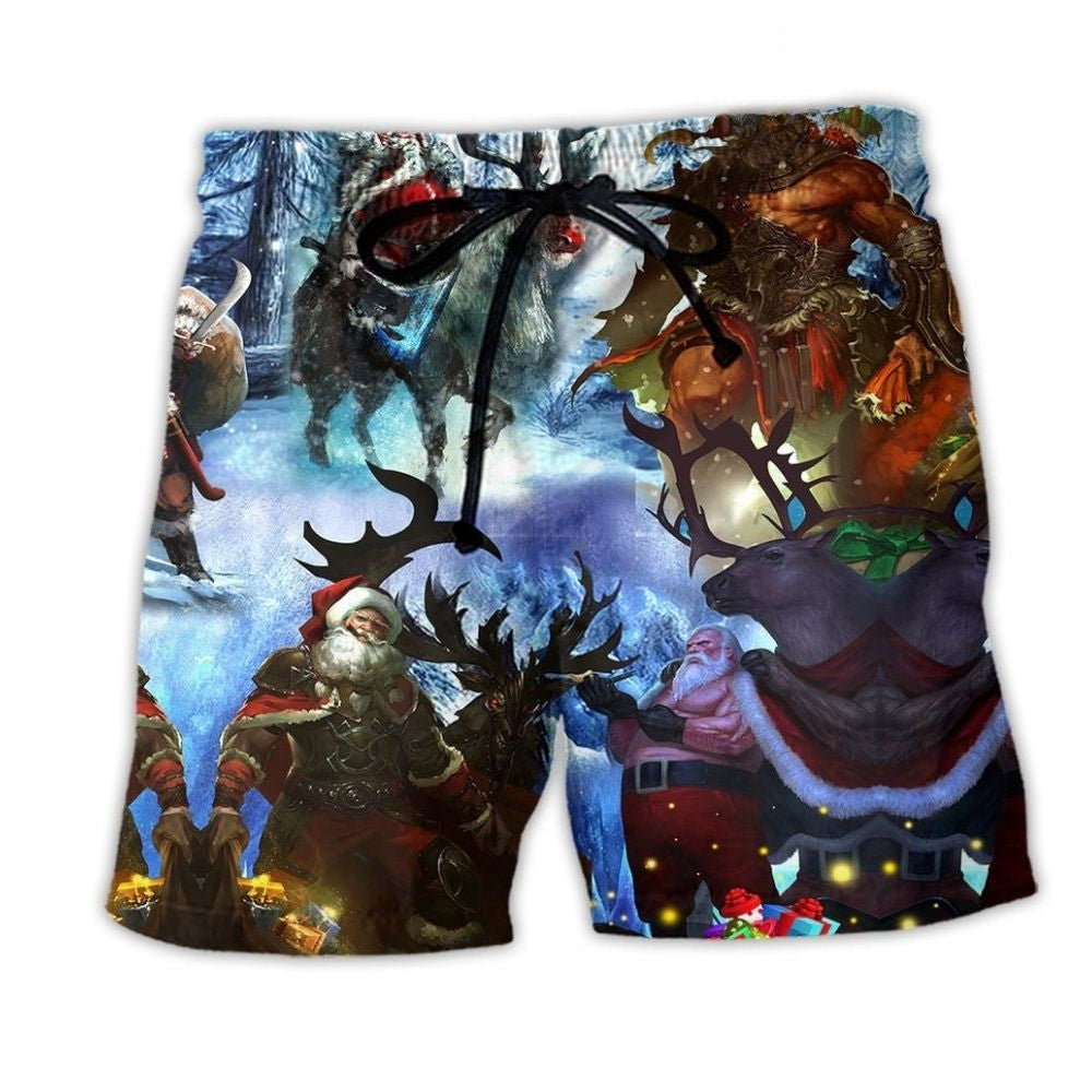 Christmas Santa Beach Shorts For Coastal Adventures And Relaxed Holiday Style