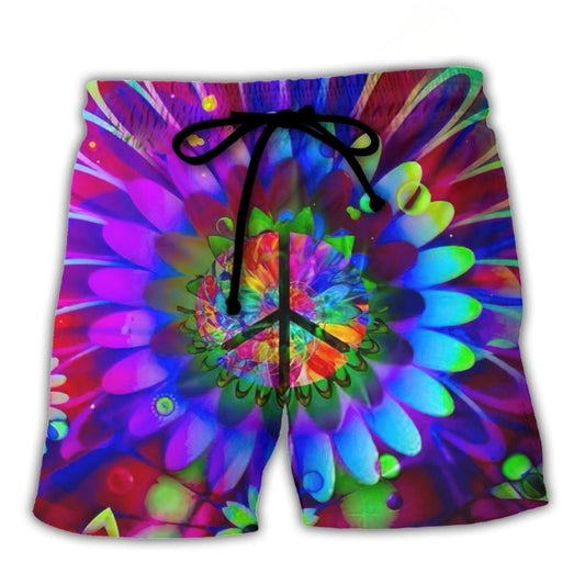 Hippie Love Flowers Free Spirit Beach Shorts For Beach Trips And Relaxed Vacation Styling