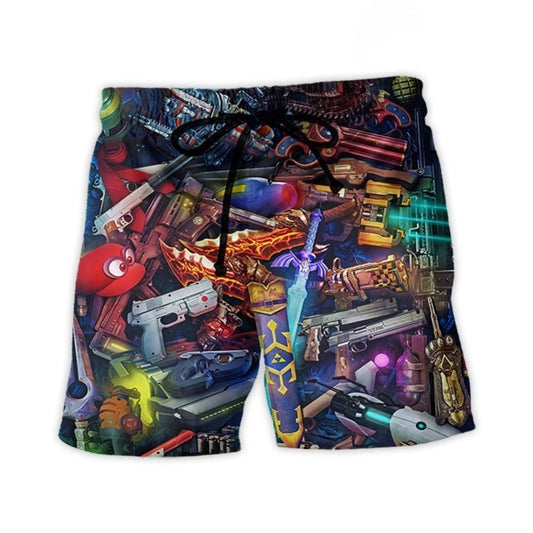 Funny Gaming Life Cartoon Beach Shorts For Outdoor Adventures And Thoughtful Seasonal Gifts