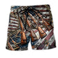 Gun American Freedom Quote Beach Shorts Artwork Detail For Patriotic Gift Giving