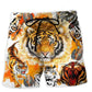 Colorful Tiger Painting Cool Beach Shorts Design Detail For Casual Warm Weather Outfits