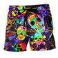 Skull Love Life Inspirational Beach Shorts Design Detail For Weekend Getaways And Beach Days