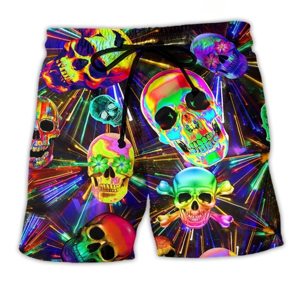 Skull Love Life Inspirational Beach Shorts Design Detail For Weekend Getaways And Beach Days