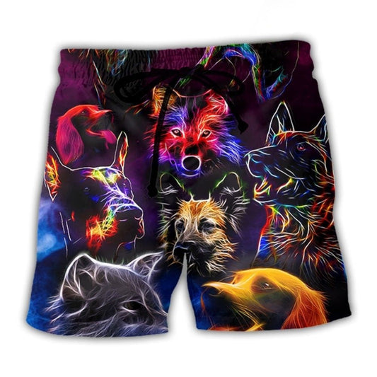 Neon Lightning Dog Beach Shorts For Island Escapes And Travel Ready Comfort
