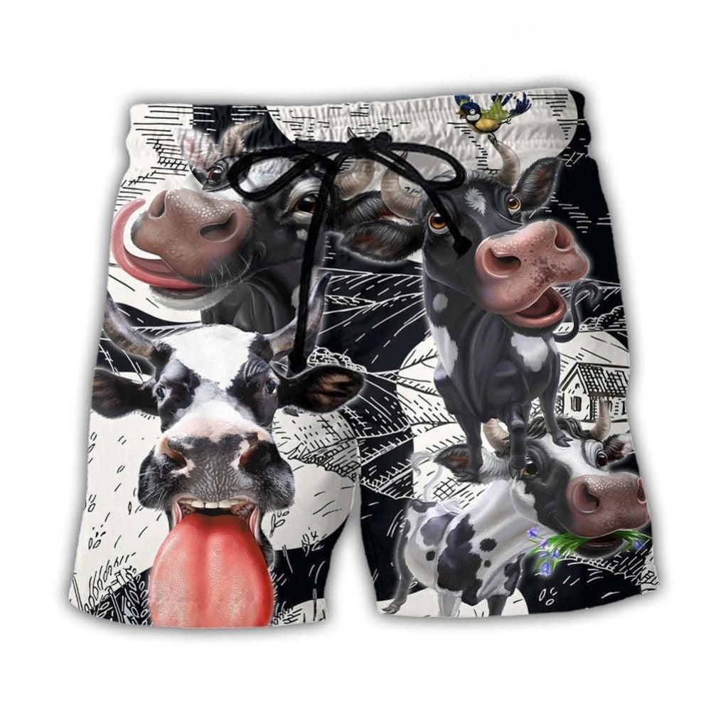 Happy Dairy Cow Farm Life Beach Shorts For Coastal Adventures And Relaxed Summer Wear