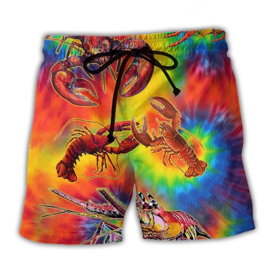 Red Shrimp Rainbow Colorful Beach Shorts For Seaside Travel And Warm Weather Wardrobe