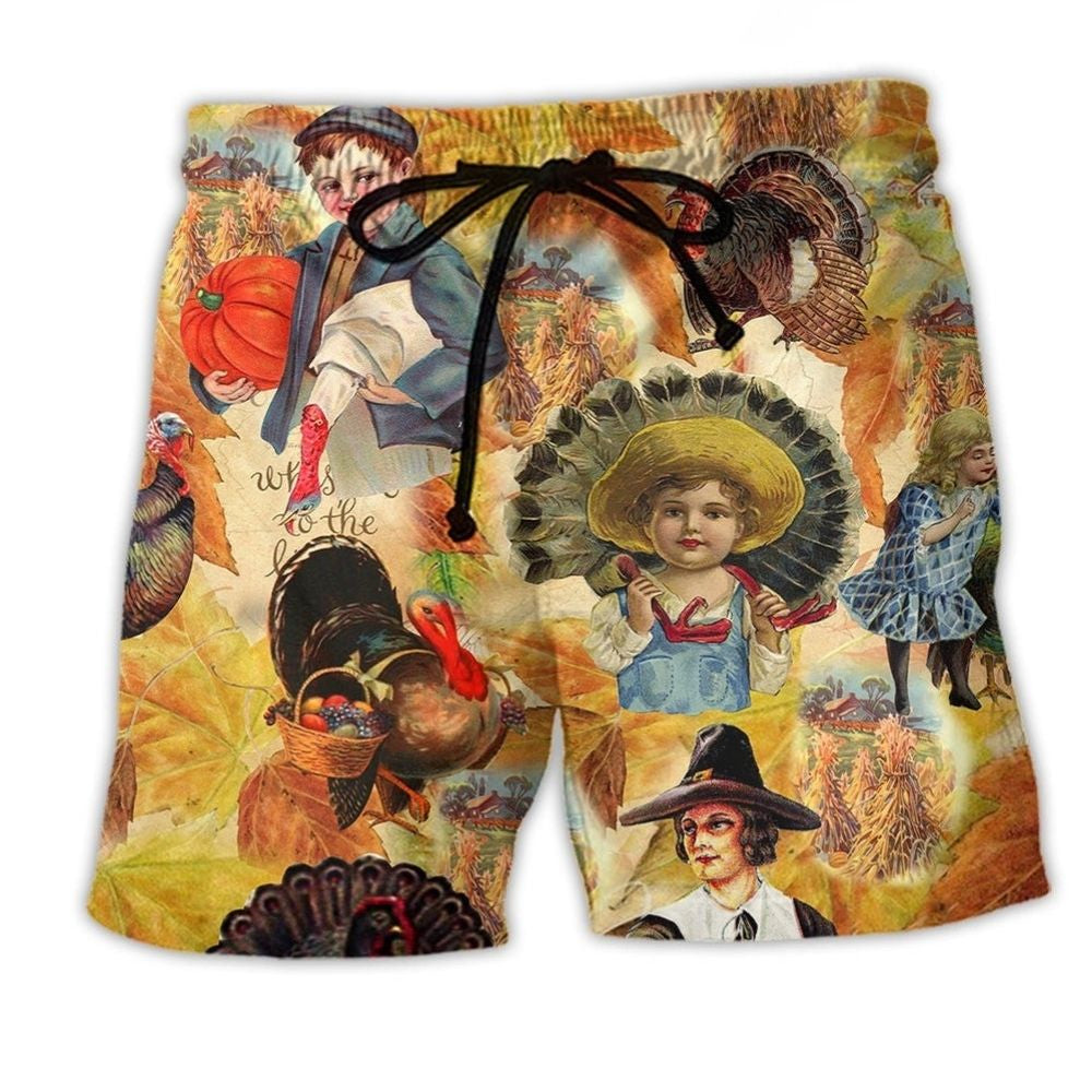Turkey Bad Day To Be An Animal Funny Beach Shorts Artwork Detail For Tropical Travel And Everyday Wear