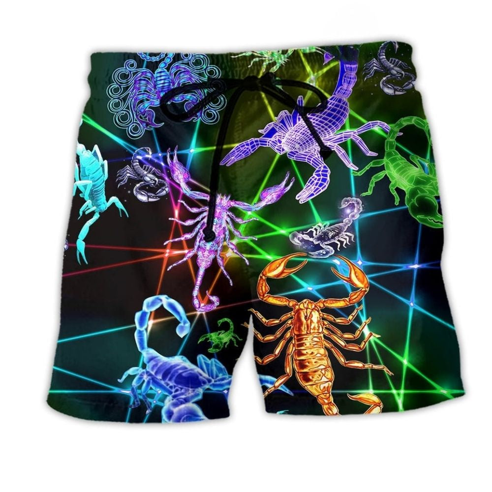 Neon Scorpion Beach Shorts For Resort Getaways And Easy Warm Weather Wear