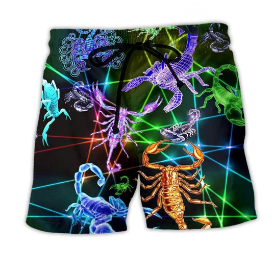 Neon Scorpion Beach Shorts For Resort Getaways And Easy Warm Weather Wear