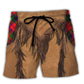 Vintage Santa Fringe Western Beach Shorts Print Detail For Beach Activities And Vacation Wear