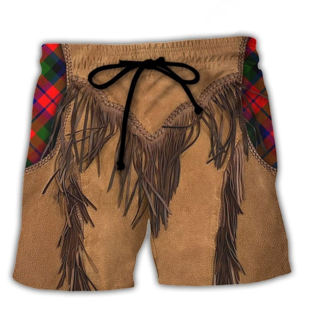 Vintage Santa Fringe Western Beach Shorts Print Detail For Beach Activities And Vacation Wear