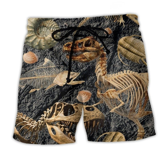Dinosaur Fossil Collection Beach Shorts Print View For Coastal Escapes And Casual Outings