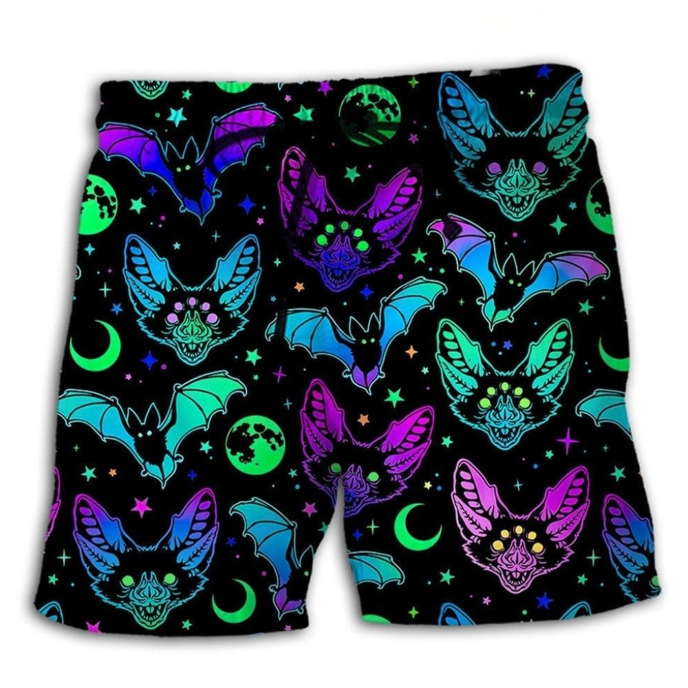 Neon Bat Magic Beach Shorts For Resort Travel And Thoughtful Summer Gifting