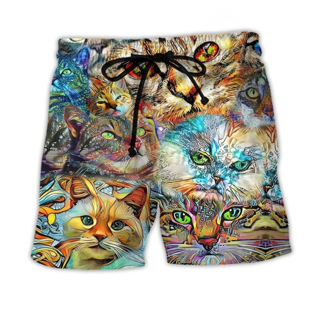 Playful Cat Beach Shorts For Sunny Day Getaways And Distinctive Seasonal Style