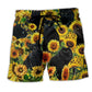 Black Cat Sunflower Beach Shorts Design Detail For Coastal Escapes And Daily Wear