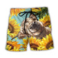 Cow With Sunflower Happy Farm Beach Shorts For Tropical Getaways And Weekend Adventures