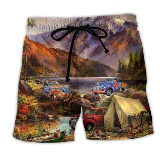 Camping Car Mountain Beach Shorts For Sunny Day Getaways And Easygoing Coastal Style