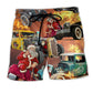 Hot Rod Santa Fire Christmas Beach Shorts For Sunny Day Getaways And Easygoing Coastal Style