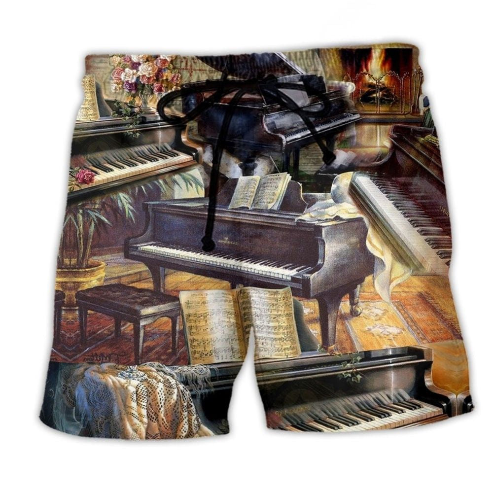 Pianist Music Lover Always Beach Shorts Design Detail For Resort And Beach Day Style