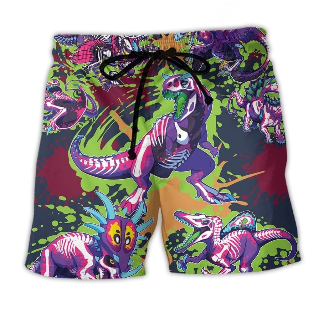 Playful Dinosaur Beach Shorts For Resort Days And Relaxed Holiday Style