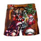 Christmas Skull Santa Holiday Beach Shorts For Warm Weather Travel And Everyday Comfort