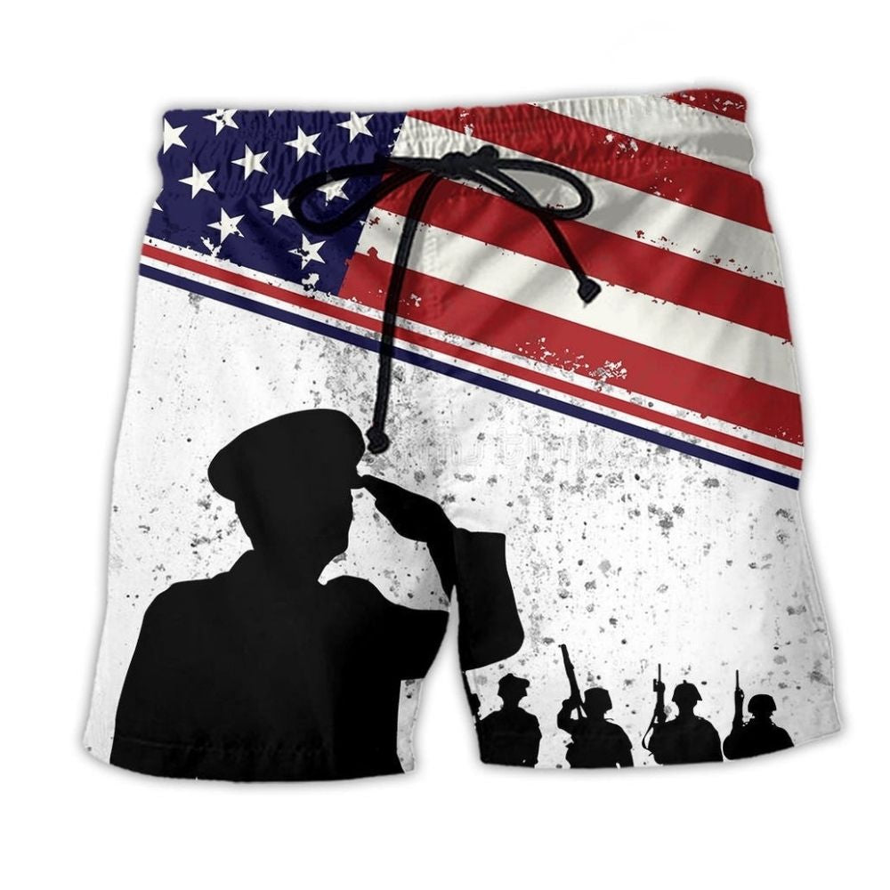 Dad Grandpa Veteran Pride Beach Shorts For Holiday Cruises And Comfortable Daily Wear