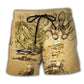 Octopus Sail Retro Beach Shorts Pattern View For Island Getaways And Summer Trips