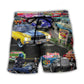 Hot Rod Lover Classic Cool Beach Shorts Artwork Detail For Tropical Travel And Everyday Wear