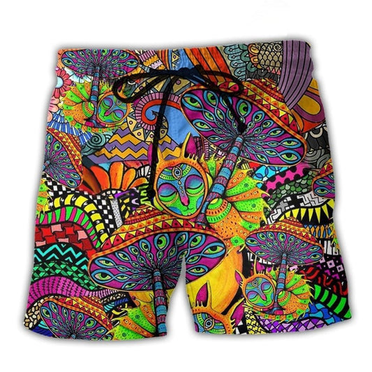 Bohemian Peace Floral Beach Shorts For Tropical Holidays And Comfortable Daily Wear
