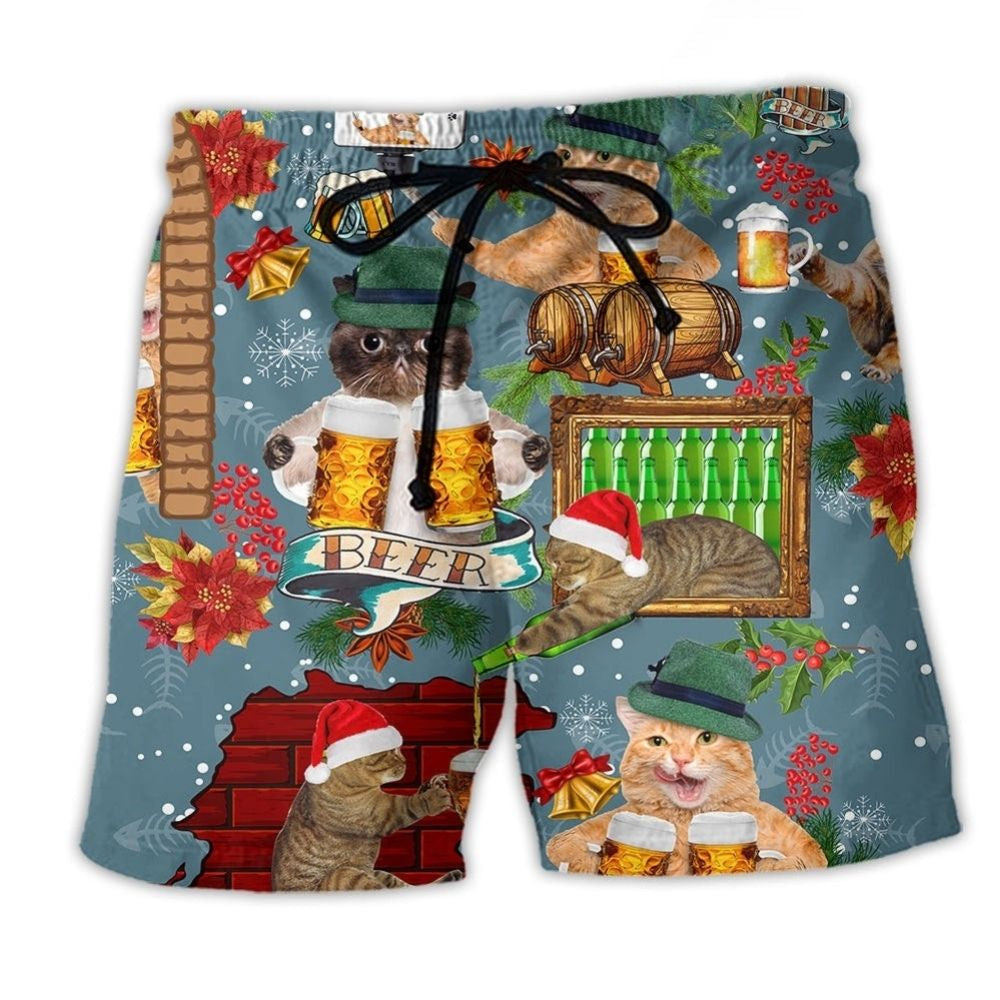Cat Beer Warning Beach Shorts For Weekend Escapes And Thoughtful Gift Giving