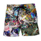 Stained Glass Cat Beach Shorts For Warm Weather Outings And Thoughtful Gift Giving