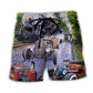 Hot Rod Racing Power Machine Beach Shorts Design View For Poolside Relaxation And Holiday Trips