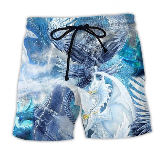 Dragon Snow Beach Shorts Pattern View For Relaxed Vacation Styling
