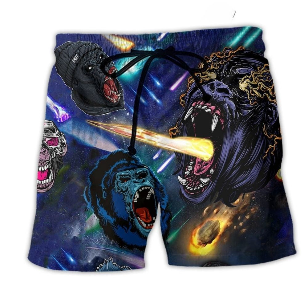 Screaming Gorilla Wild Energy Beach Shorts Pattern Detail For Sunny Outdoor Activities